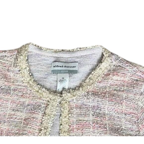 Alfred Dunner Petite Small PS P S Tweed Textured Ivory Pink Blazer Dress Jacket - Picture 4 of 4